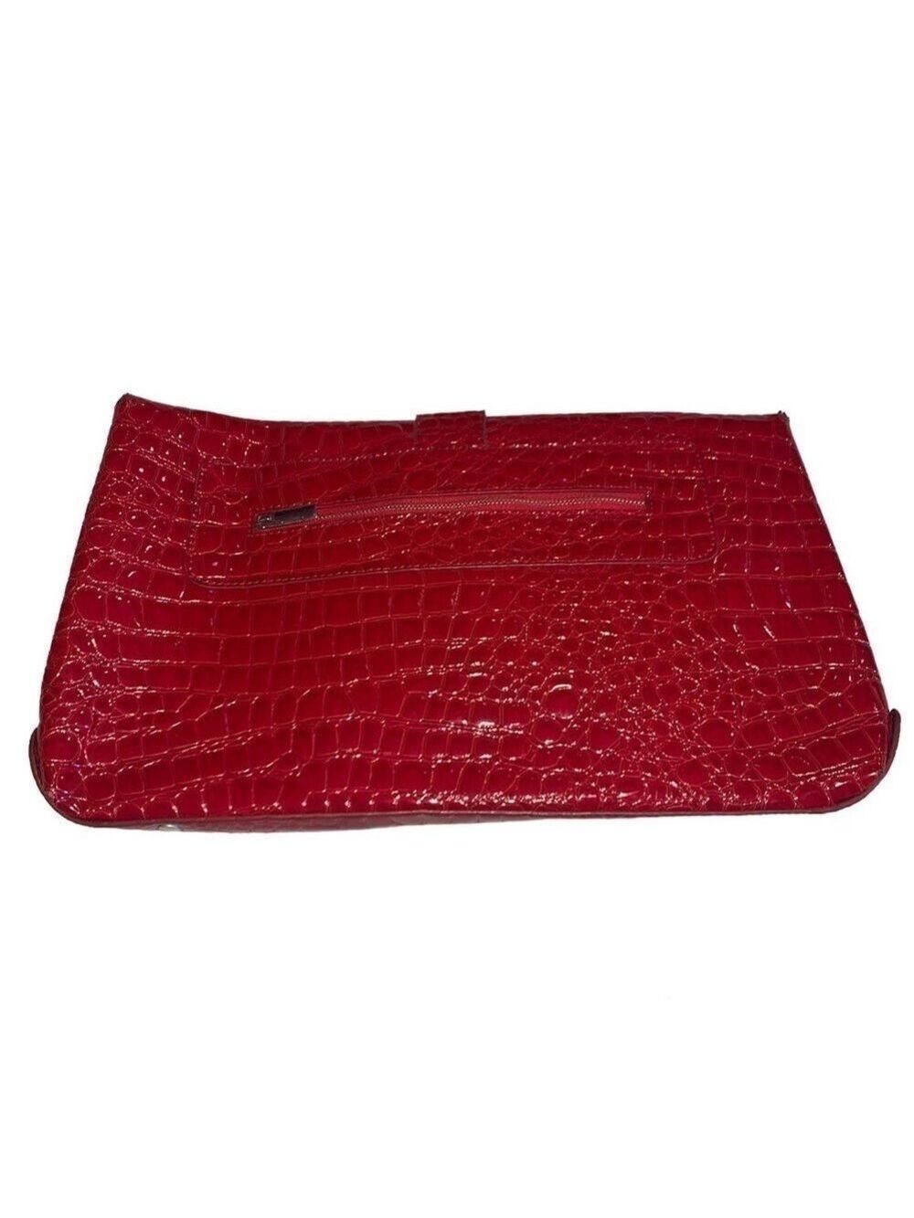 WHITE HOUSE BLACK MARKET Red Croc Embossed Large Clutch - Picture 3 of 8